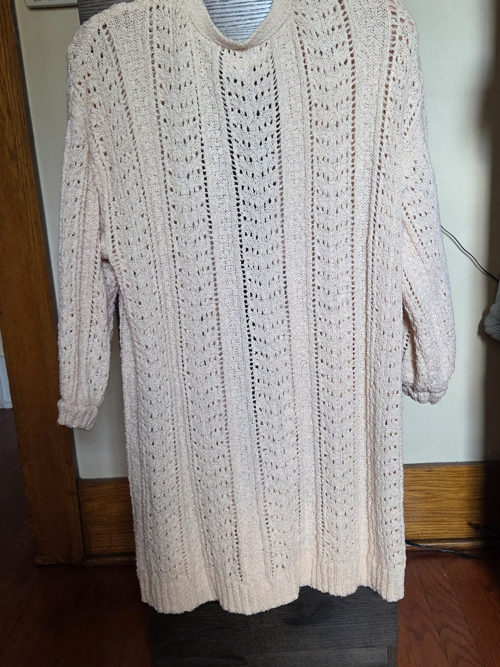LC Lauren Conrad Open-Knit Button Cardigan in Cream - Picture 3 of 7